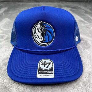 '47 Dallas Mavericks NBA Blue Trucker Rope Mesh Foam Snapback Adjustable Hat Cap
